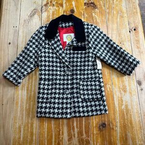 NOS Vintage Climate Control Jacket Girls Sz 4 Black White Houndstooth Wool Blend